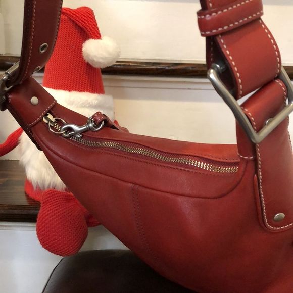 COACH Legacy Red Leather Feeder Bucket Adjustable Crossbody Shoulder Bag Vintage - Picture 13 of 16
